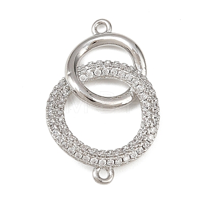 Brass Micro Pave Clear Cubic Zirconia Links Connector Charms KK-K413-05P-1