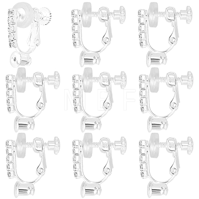 12Pcs Brass & Crystal Rhinestone Clip-on Earring Findings KK-BBC0028-19-1