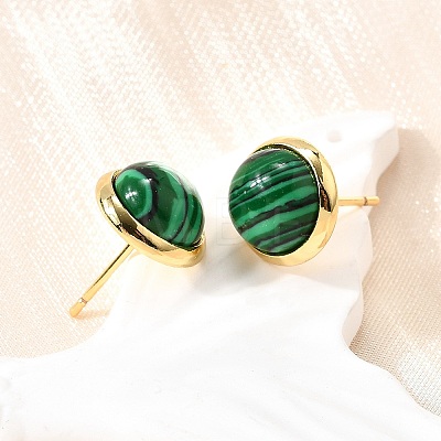 Brass Half Round Stud Earrings EJEW-Z124-02G-1