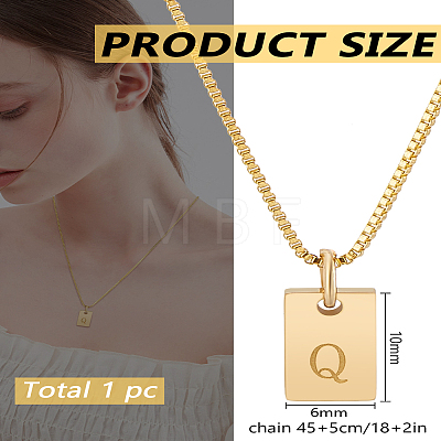 1Pc Stainless Steel Letter Rectangle Pendant Necklaces NJEW-LP0001-34Q-G-1