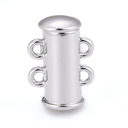 2-Strands 4-Holes Tube Brass Magnetic Slide Lock Clasps KK-D472-P-NF-1