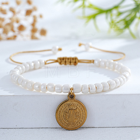 Religious 304 Stainless Steel Charm Bracelets KN5080-2-1