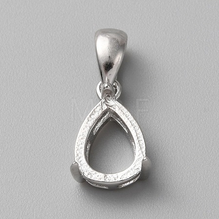 Rhodium Plated Sterling Silver Pendant Cabochon Settings STER-WH0016-07P-1