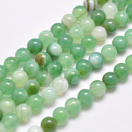 Natural Striped Agate/Banded Agate Bead Strands G-G962-8mm-02-1