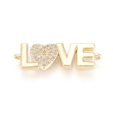 Brass Micro Pave Cubic Zirconia Links ZIRC-L078-030G-NR-1