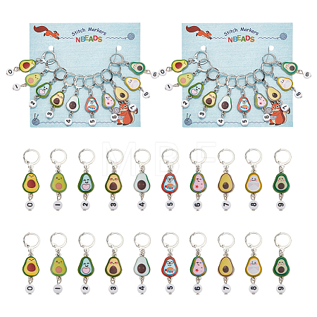 Alloy Enamel & Acrylic Pendant Locking Stitch Markers HJEW-AB00114-1