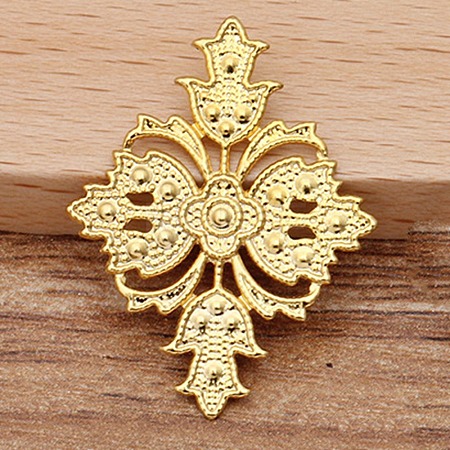 Brass Filigree Joiners Links KK-F928-01G-1