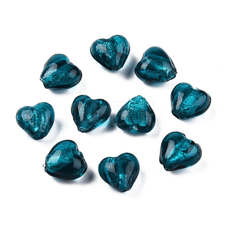 Handmade Silver Foil Glass Beads X-FOIL-R050-12x8mm-11-1