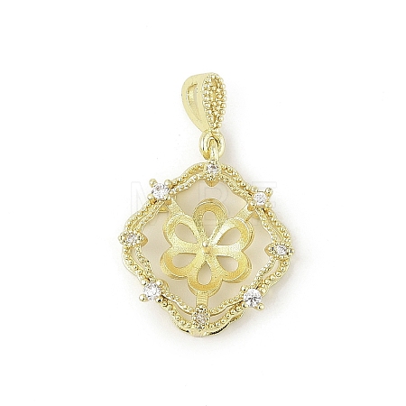 Brass Micro Pave Clear Cubic Zirconia European Dangle Charms Bails KK-K297-58G-1