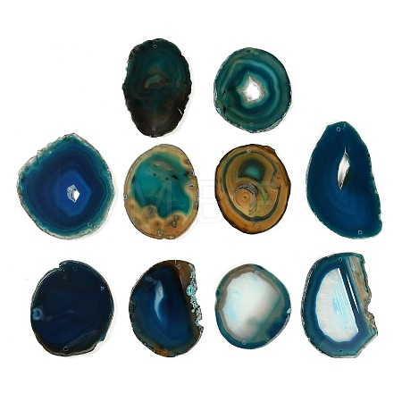 Natural Agate Nuggets Slice Links Connector Charms G-E022-M09-1