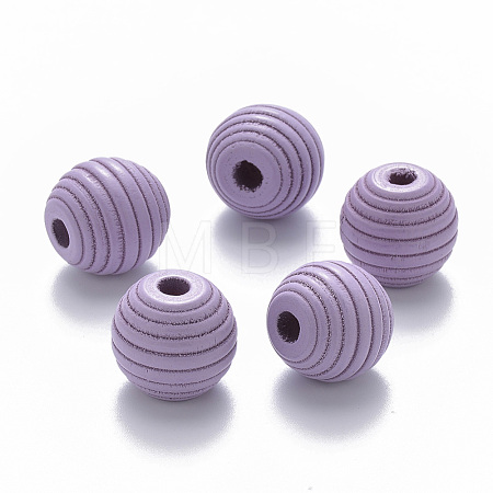 Painted Natural Wood Beehive European Beads WOOD-Q040-019A-A04-1