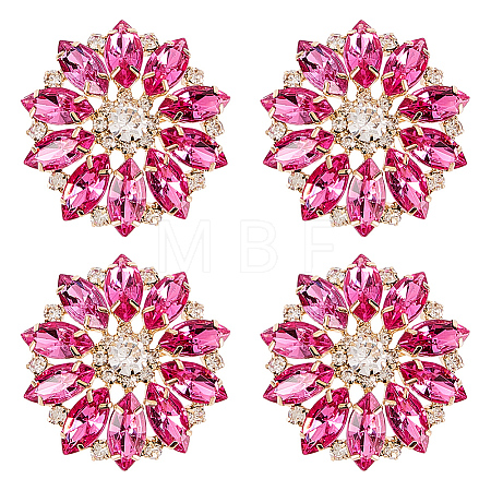4Pcs Alloy & Glass & Rhinestone Shank Buttons BUTT-FG0001-63C-1