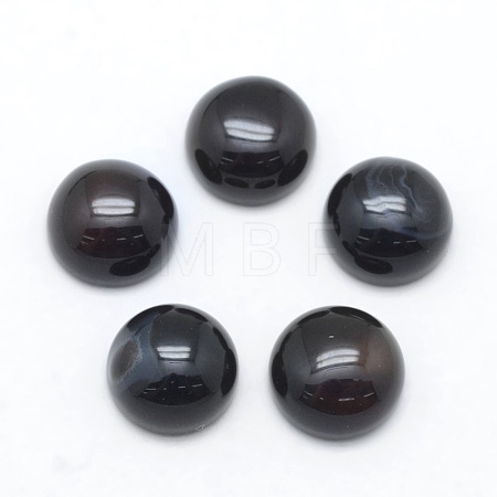 Natural Black Agate Cabochons G-E492-H-15-1