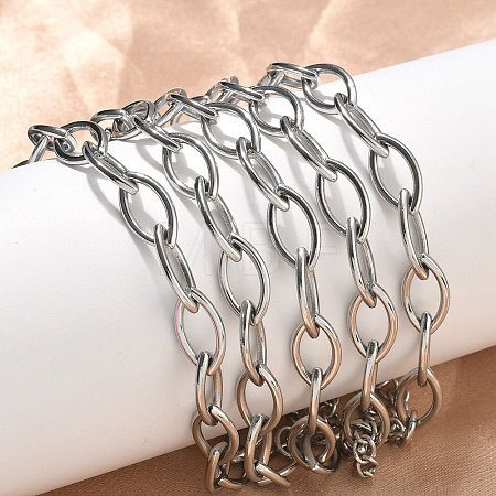 304 Stainless Steel Link Chain Bracelets for Women BJEW-B169-01P-1
