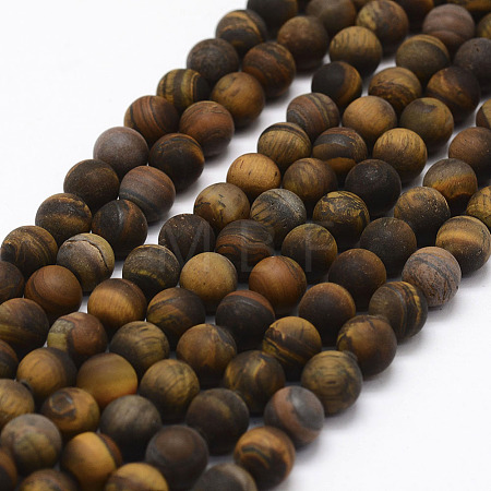 Frosted Natural Tiger Eye Beads Strands X-G-F364-18-8mm-1