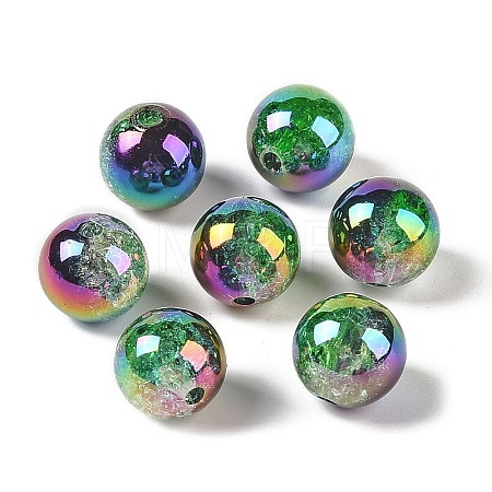 UV Plating Opaque Crackle Two-tone Acrylic Beads MACR-C032-01A-1