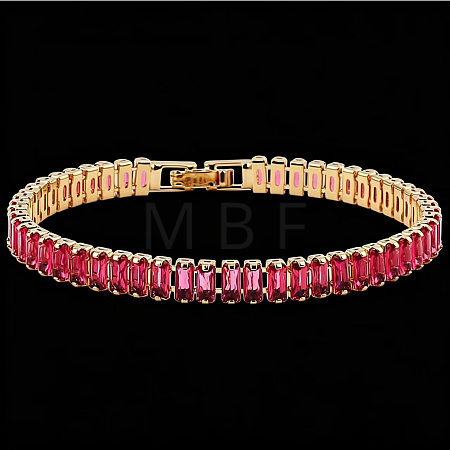 Brass Pave Cubic Zirconia Rectangle Tennis Bracelets for Women UU2091-3-1