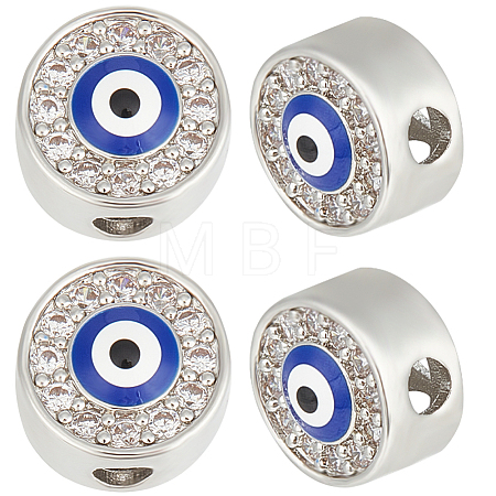 5Pcs Brass Micro Pave Clear Cubic Zirconia Beads KK-BBC0010-29-1