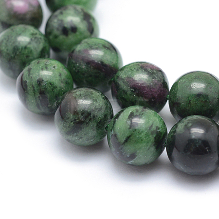Natural Ruby in Zoisite Round Beads Strands G-P331-02-10mm-1
