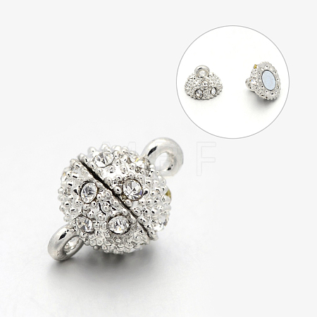 Alloy Rhinestone Magnetic Clasps with Loops RB-H116-3-N-1