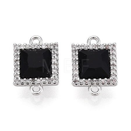 Brass Micro Pave Clear Cubic Zirconia and Glass Connector Charms KK-N287-29P-1