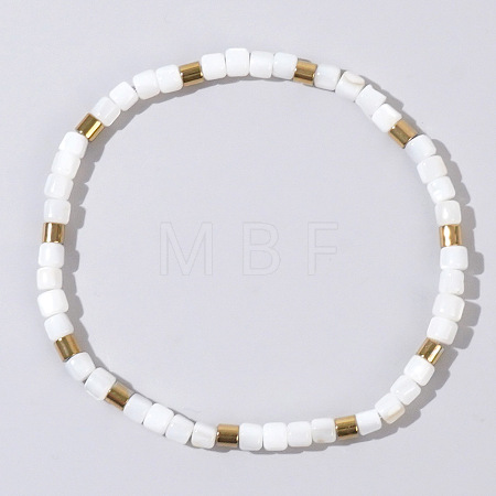 Bohemian Style Natural Shell Column Beads Stretch Bracelets for Women WU0042-1-1