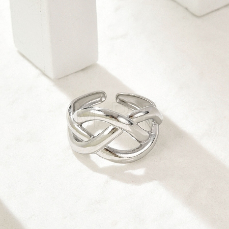 304 Stainless Steel Cuff Rings for Women RJEW-G338-25P-1