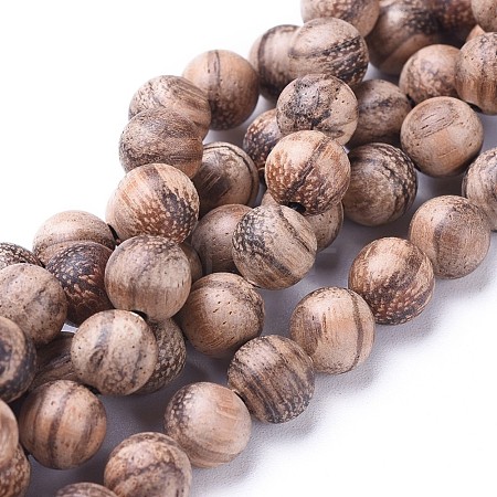 Natural Wood Beads Strands WOOD-F008-06-D-1