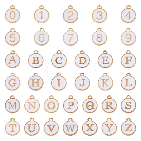 36Pcs 36 Styles Letter A~Z & Number 0~9 Alloy Enamel Charms ENAM-TA0003-11B-1