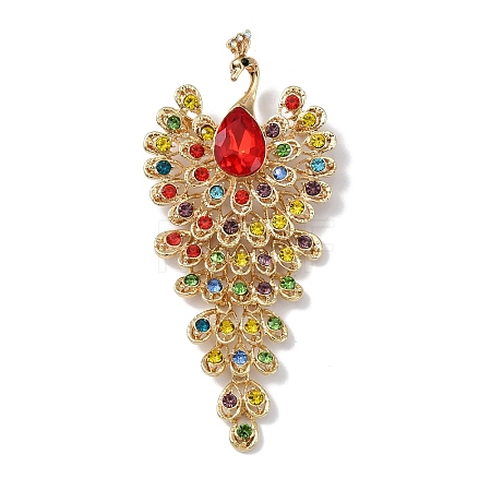 Alloy Rhinestone Brooch for Women JEWB-C024-01G-02-1