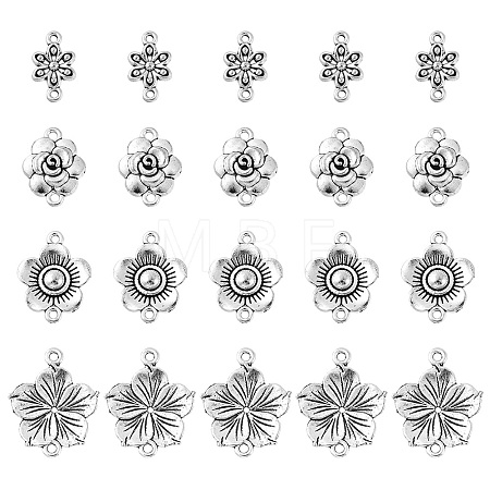 20Pcs 4 Styles Tibetan Style Zinc Alloy Connector Charms FIND-YW0003-08-1