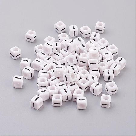 Acrylic Horizontal Hole Letter Beads PL37C9308-I-1