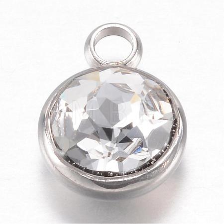 304 Stainless Steel Glass Rhinestone Charms STAS-G082-09-1