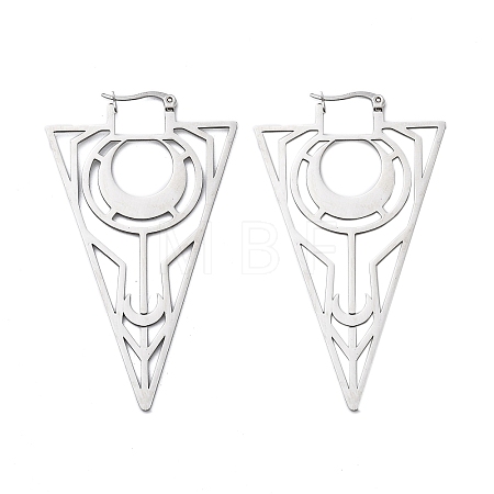 304 Stainless Steel Triangle Hoop Earrings EJEW-M031-01P-1
