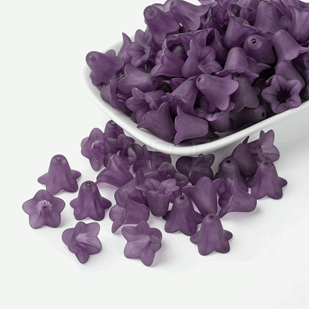 Indigo Frosted Transparent Acrylic Flower Beads X-PLF018-16-1