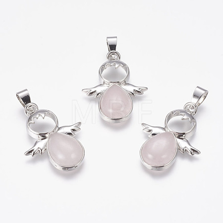 Natural Rose Quartz Pendants X-G-G651-A10-1