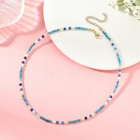 Natural Apatite Faceted Round Beaded Necklaces NJEW-JN06430-02-1