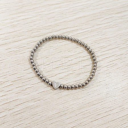 304 Stainless Steel Beads Stretch Bracelets for Women FS-WGC4F34-22-1