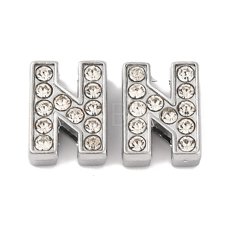 Alloy Initial Slide Charms with Grade A Rhinestones ALRI-R032-N-FF-1