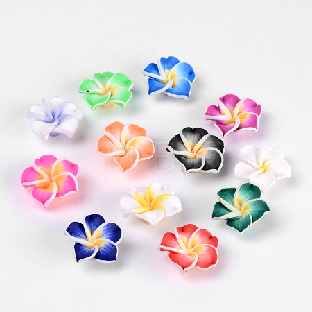 Handmade Polymer Clay 3D Flower Plumeria Beads CLAY-Q192-20mm-M-1