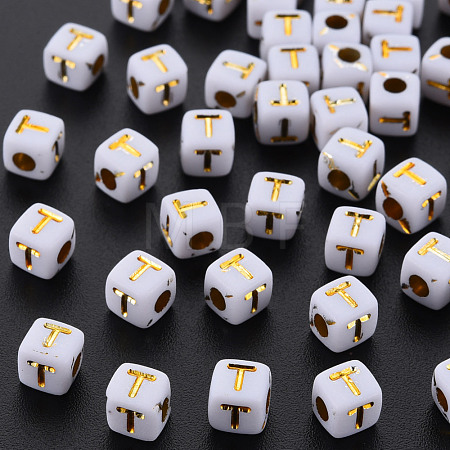 Opaque White Acrylic Beads MACR-Q242-010T-1