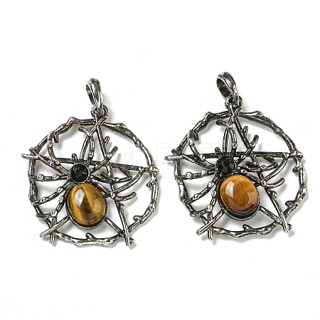 Natural Tiger Eye Pendants G-P547-05AS-10-1