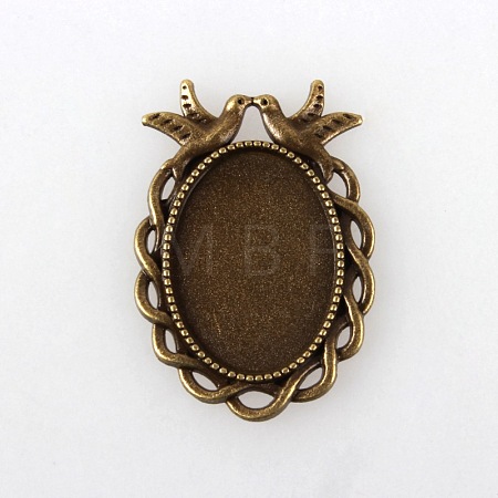 Vintage Tibetan Style Alloy Bird Pendant Cabochon Bezel Settings LS-TIBEP-M018-32AB-NF-1
