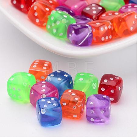 Mixed Color Transparent Acrylic Dice Beads X-PLMD8MM-1