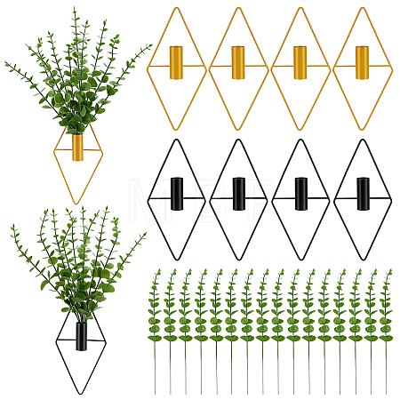 8Pcs 2 Styles Rhombus Iron Wall-mounted Vase AJEW-DR0002-97-1