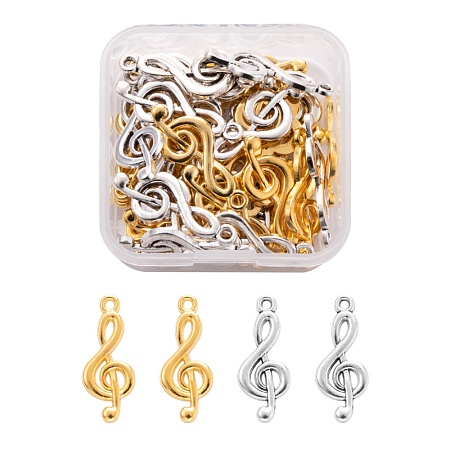 40Pcs 2 Colors Tibetan Style Alloy Treble Clef Pendants FIND-FS0001-11M-1