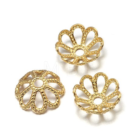 Multi-Petal Flower Brass Fancy Bead Caps KK-F0317-02G-NR-1