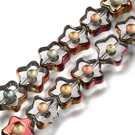 Electroplated Transparent Glass Beads Strands GL-CBA98F0-09D-1