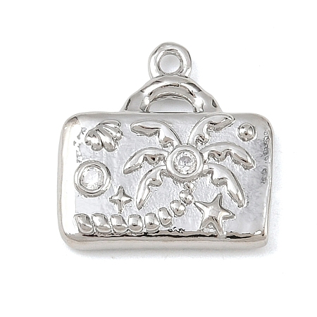 Brass Micro Pave Clear Cubic Zirconia Pendants KK-G545-01P-1