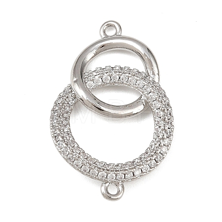 Brass Micro Pave Clear Cubic Zirconia Links Connector Charms KK-K413-05P-1